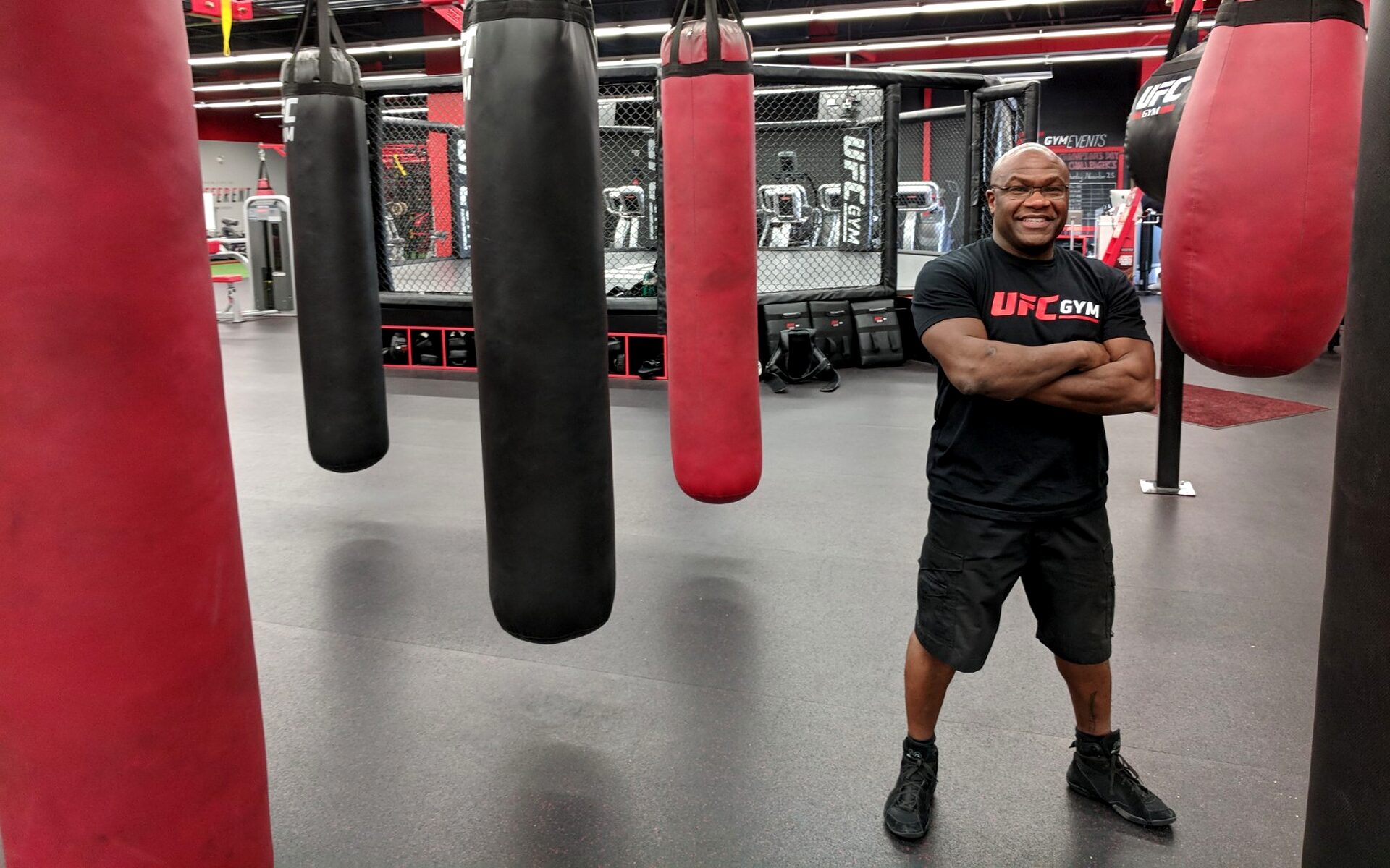 Yves Philidor Jr on the bag floor at UFC Gym